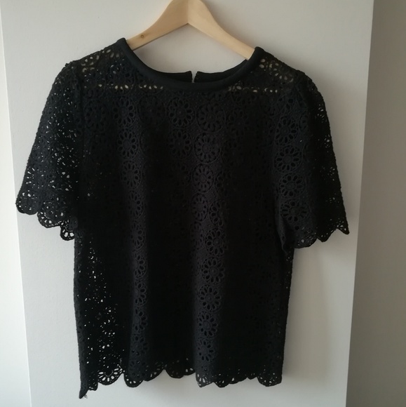 Astr Tops - ASTR black flower lace sheer top